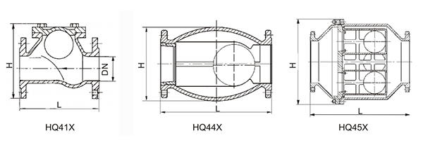 無磨損球(qiú)形止回閥(fa)結構示意(yì)圖